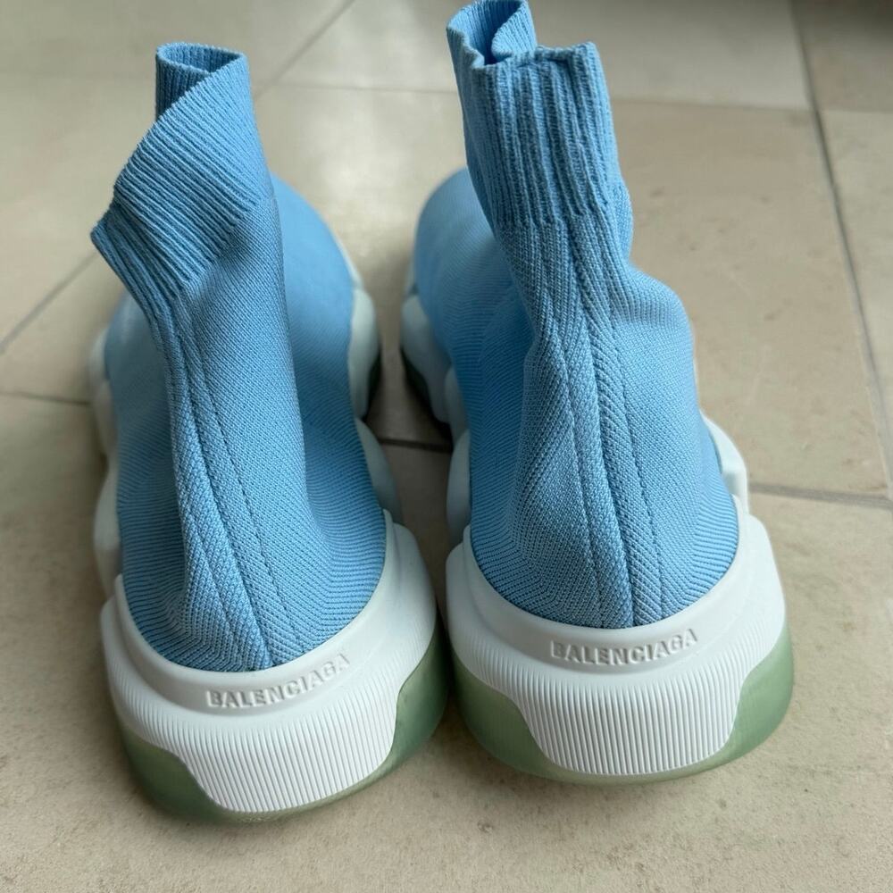 Balenciaga Speed 2.0 Clear Sole Sneakers Blue Sock Shoes EU 46 US 13 - Picture 4 of 9